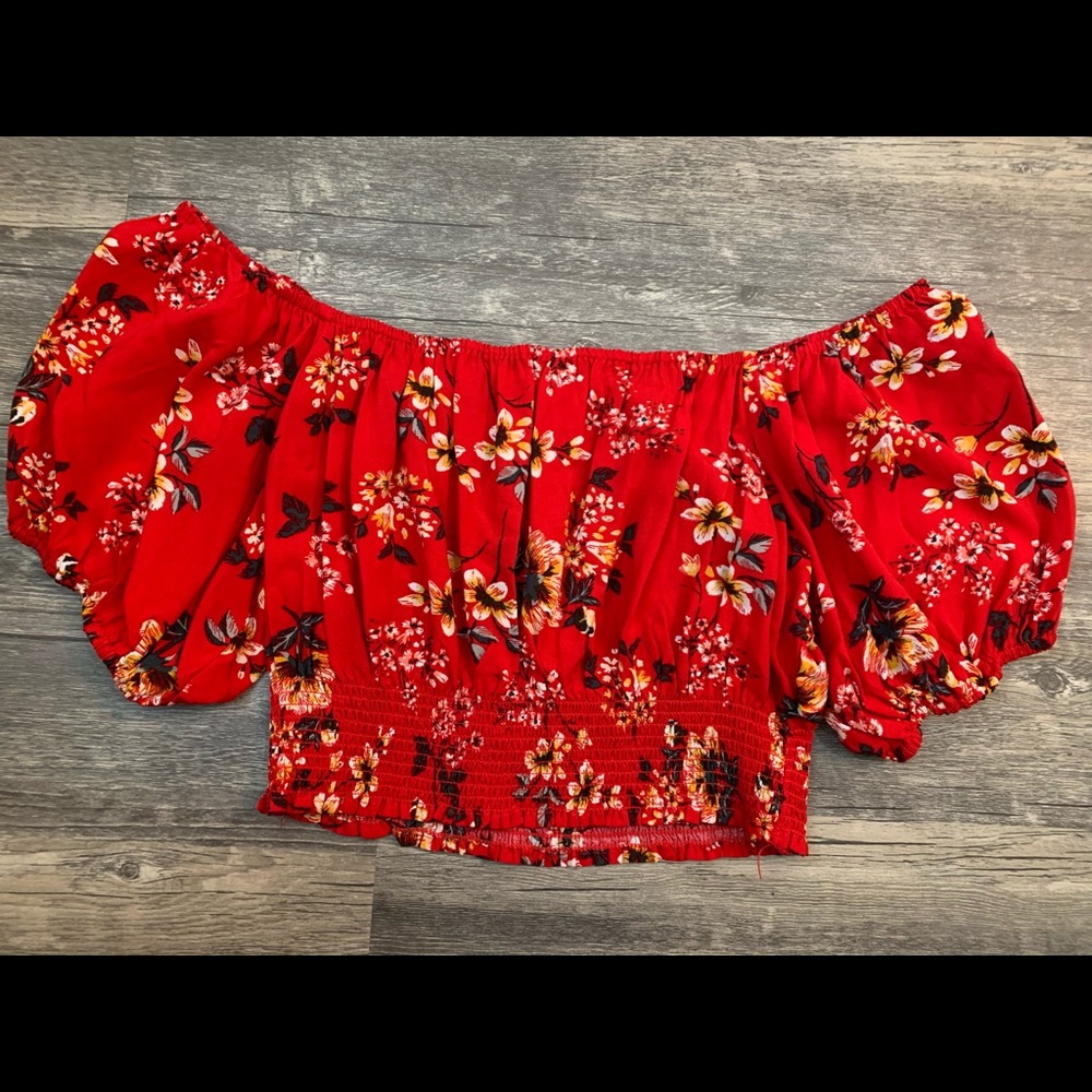 Floral Off the Shoulder Crop Top